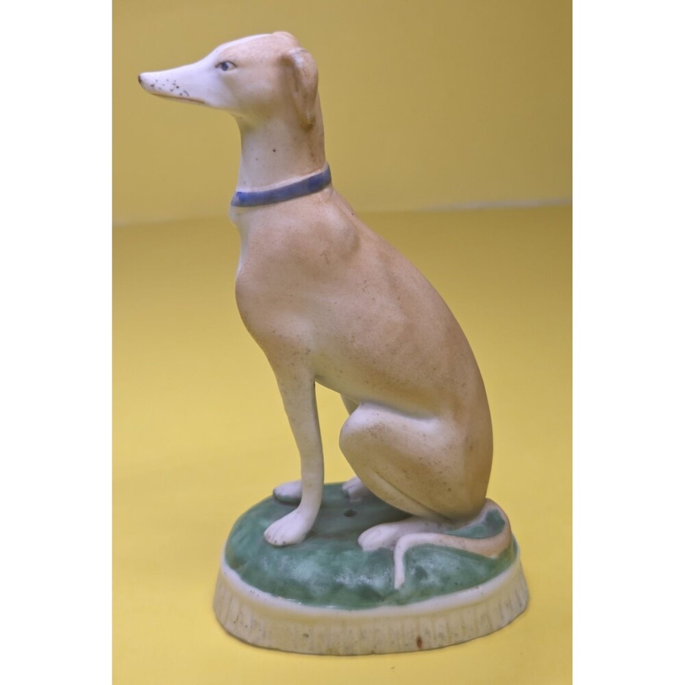 Antique Staffordshire Bisque Porcelain Dog Figurine Whippet Greyhound 5" Pottery - Picture 3 of 16